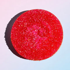 Round pink guava sour crystal candy coated with vivid pink sugar crystals