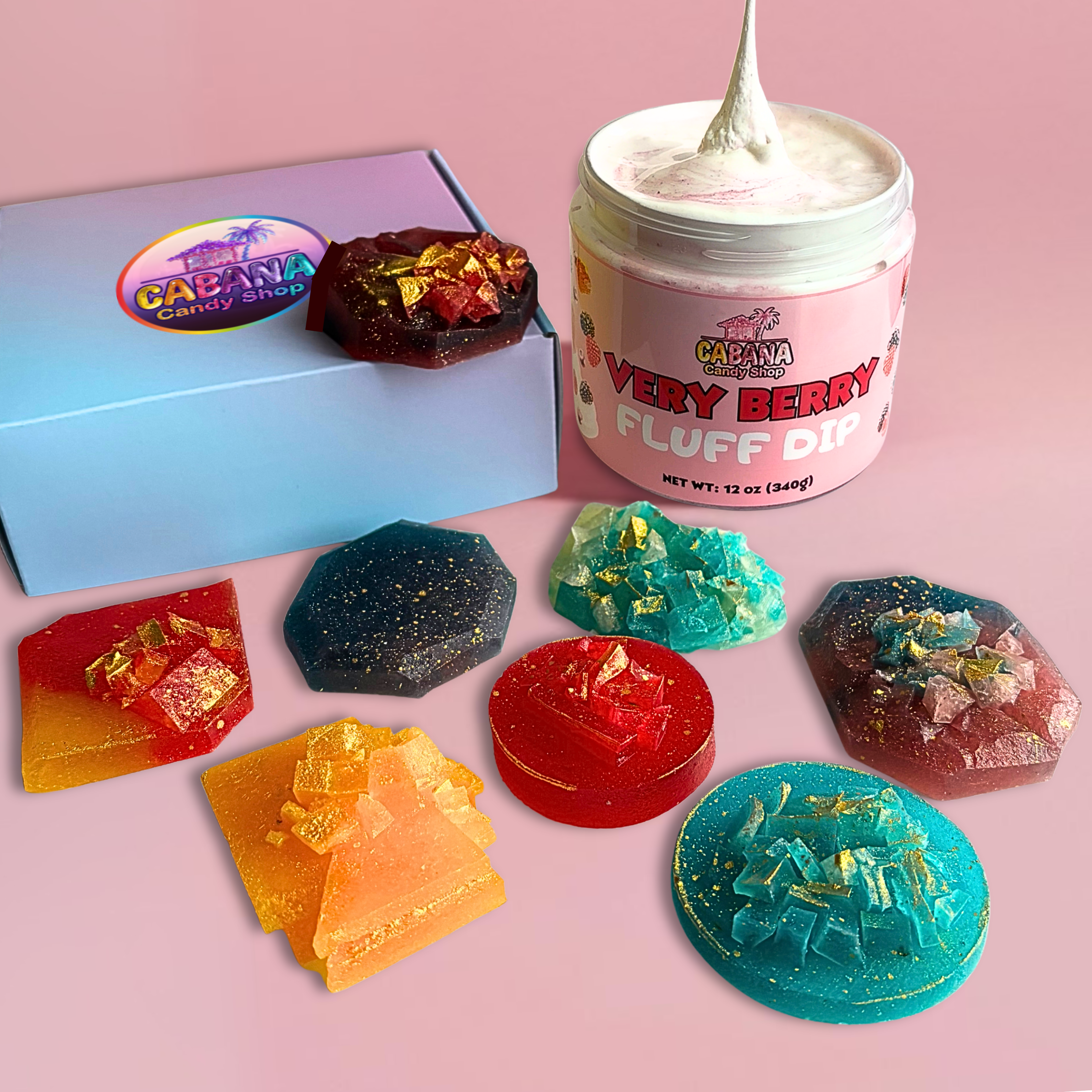 Crystal Candy and Fluff Dip Combo Set | 8-Piece Candy Box