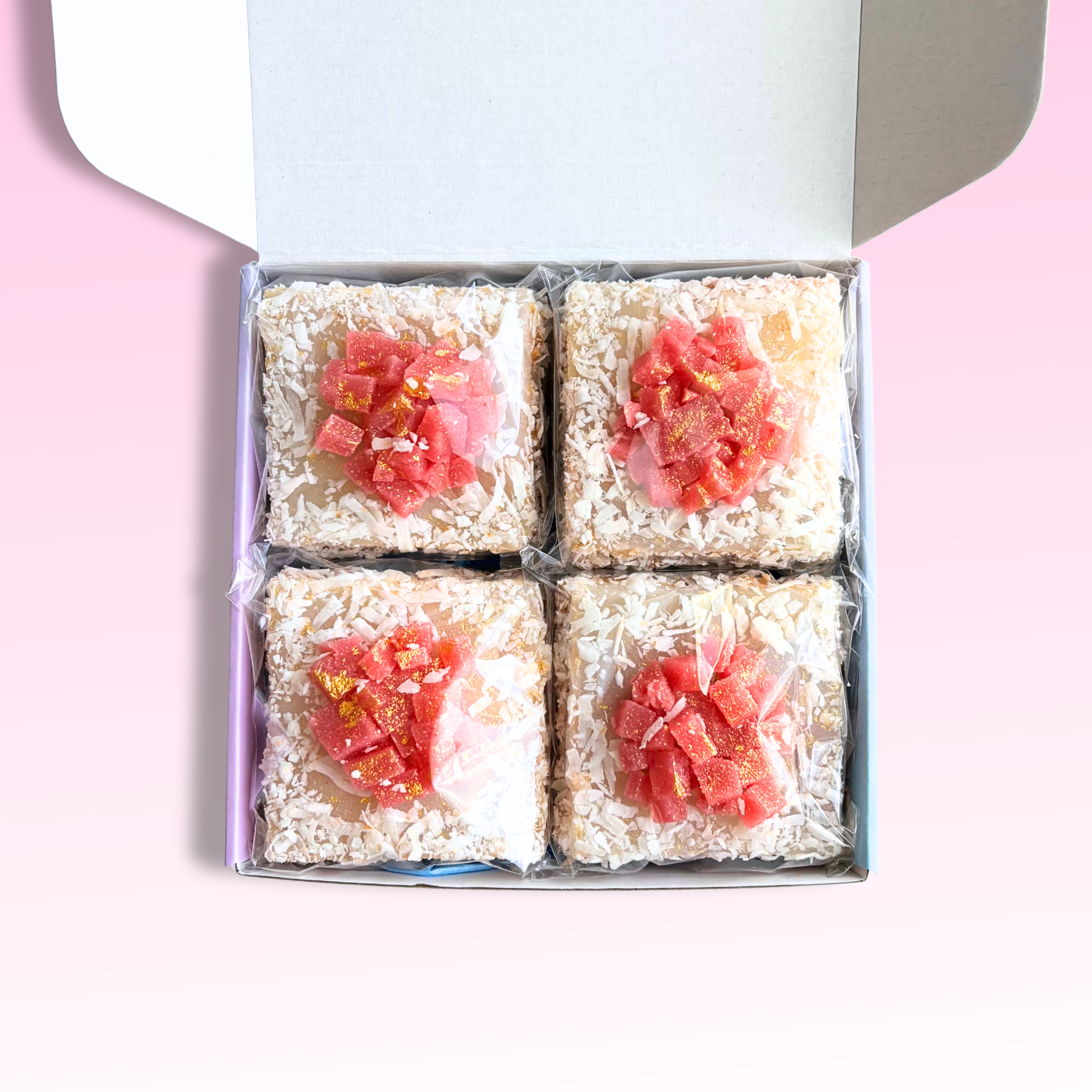 Coconut Cherry Cakes Crystal Candy | 4 Pieces