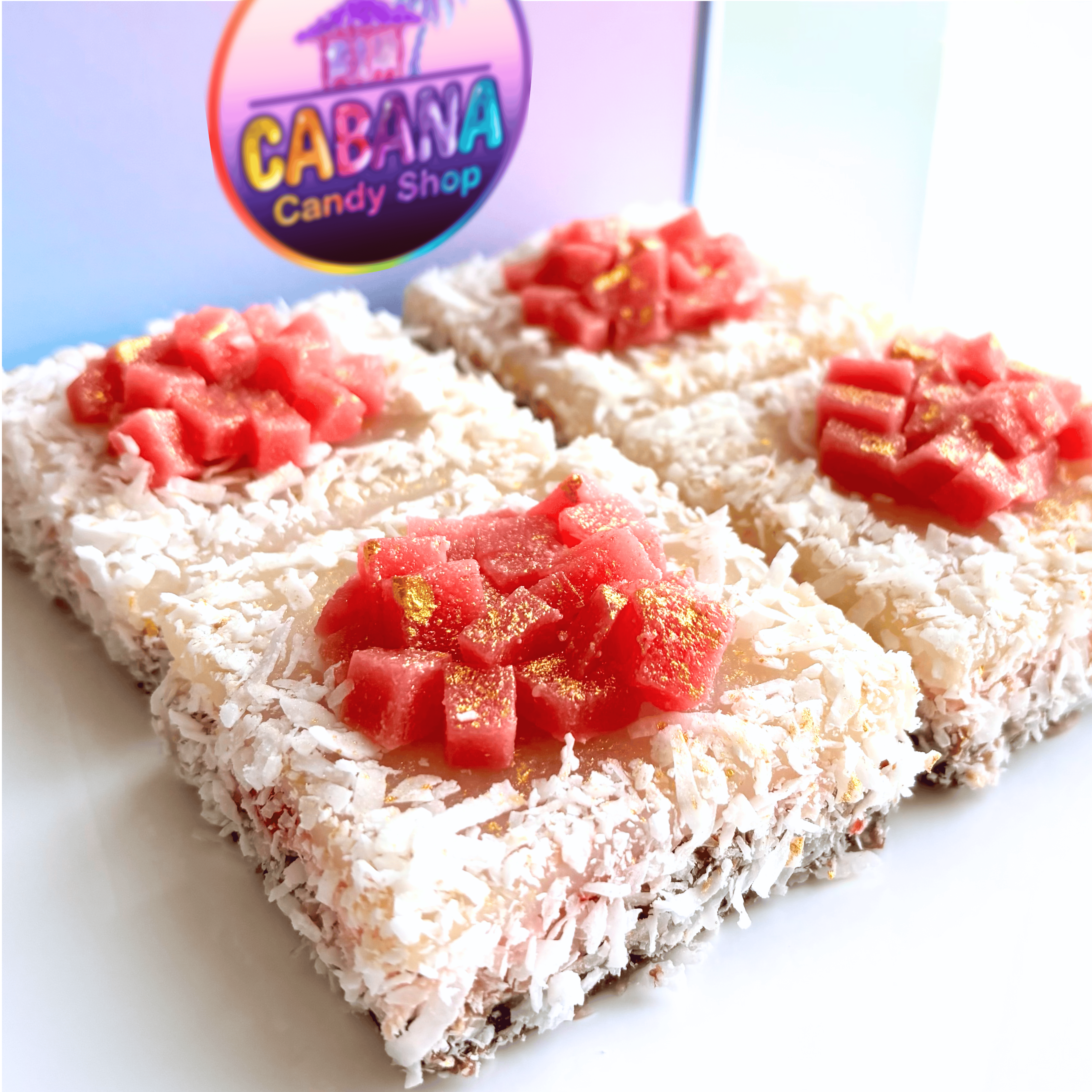 Coconut Cherry Cakes Crystal Candy | 4 Pieces